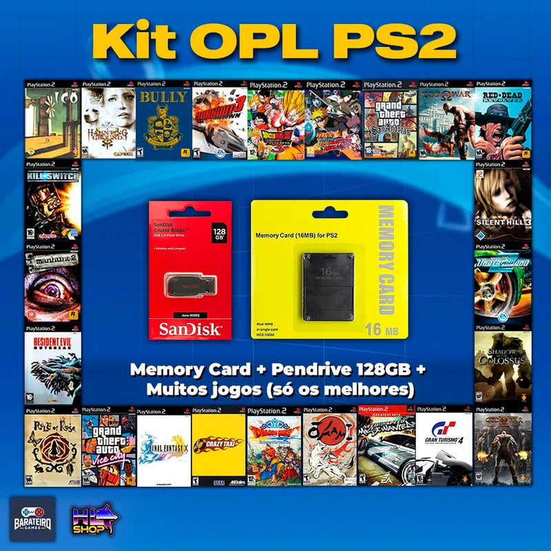 Kit OPL para PS2 SLIM + Lotado dos MELHORES JOGOS!